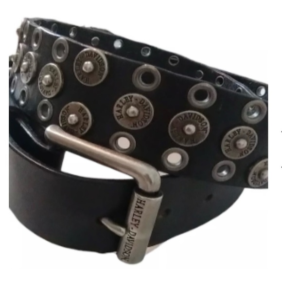 Vintage Harley Davidson Studded Black Leather Belt Size 36 Goth Grunge